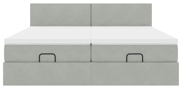 Osmanský rám postele s matracíes světle šedá 180x200cm samet 3312056