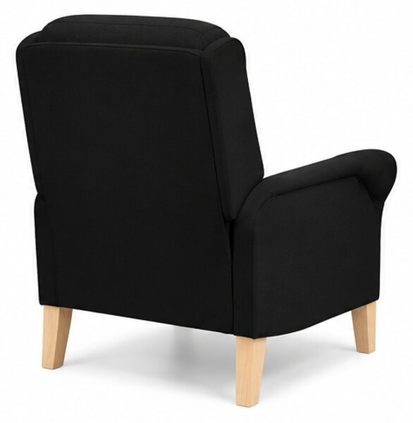 Křeslo relaxační, odpočinkové, ušák, dřevo/textil, 101x95x75 cm, přírodní/černá, Dekorino KR20260039