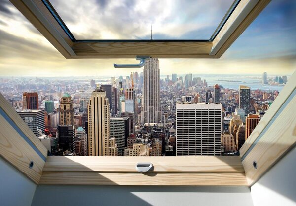 Vliesové fototapety 10415 V8, rozměr 368 cm x 254 cm, New York Manhattan pohledem ze střešního okna, IMPOL TRADE