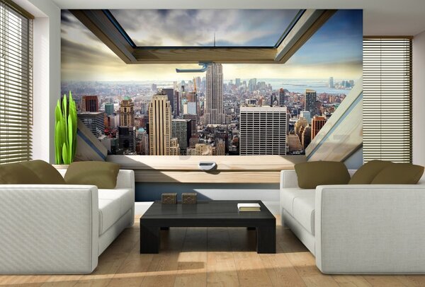 Vliesové fototapety 10415 V8, rozměr 368 cm x 254 cm, New York Manhattan pohledem ze střešního okna, IMPOL TRADE