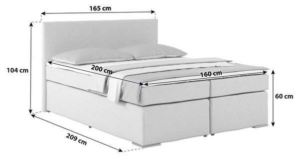 Postel Boxspring NERO PL: 160/200 cm, černá