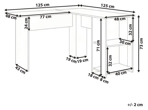 Rohový stůl SNYDER Bílá 125 cm 125 cm