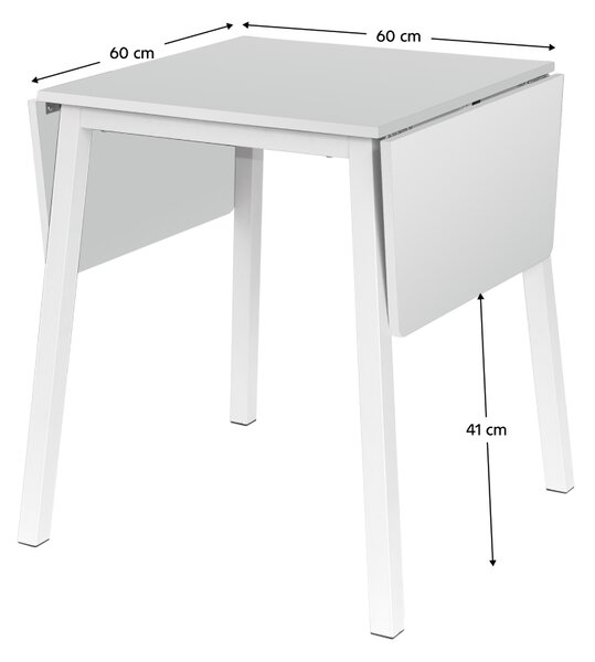 KONDELA Jídelní stůl, MDF foliovaná / kov, bílá, 60-120x60 cm, MAURO