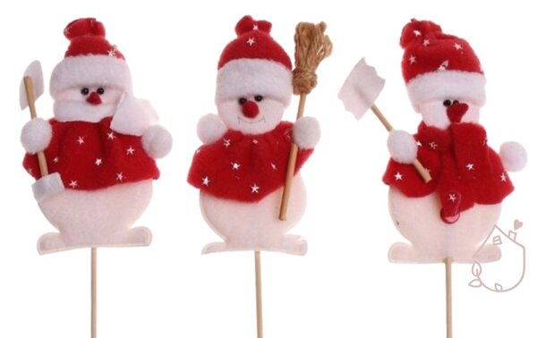 Vánoční dekorace - sněhuláci zápich na špejli