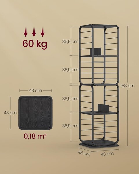 SONGMICS Otočná knihovna Vasagle Kendra černá