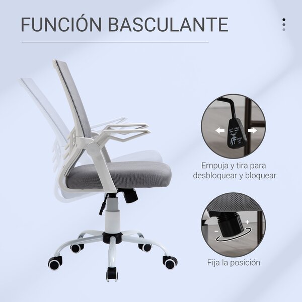 Ergonomická kancelářská židle Vinsetto – síťová židle s nastavitelnou výškou, skládacími opěrkami a prodyšnou bederní oporou pro teenagery a dospělé