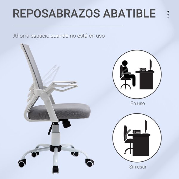 Ergonomická kancelářská židle Vinsetto – síťová židle s nastavitelnou výškou, skládacími opěrkami a prodyšnou bederní oporou pro teenagery a dospělé