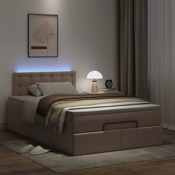 Osmanský postel s matracemi&LED cappuccino 120x190cm umělá kůže 3312146