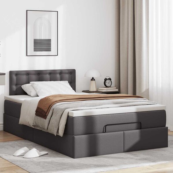 Osmanská postel s matracemi & LED šedá 120x190cm umělá kůže 3312145