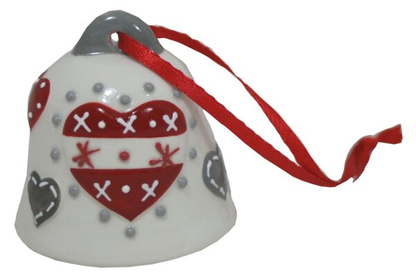 Vánoční zvonek keramický srdce 7 cm 3003365