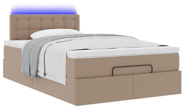 Osmanský postel s matracemi&LED cappuccino 120x190cm umělá kůže 3312146