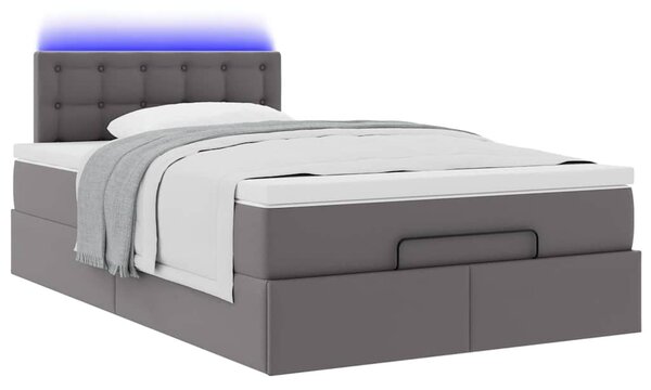 Osmanská postel s matracemi & LED šedá 120x190cm umělá kůže 3312145