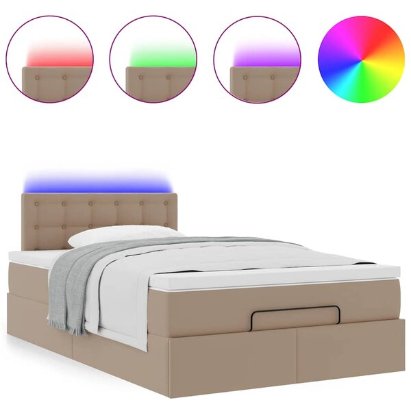 Osmanský postel s matracemi&LED cappuccino 120x190cm umělá kůže 3312146