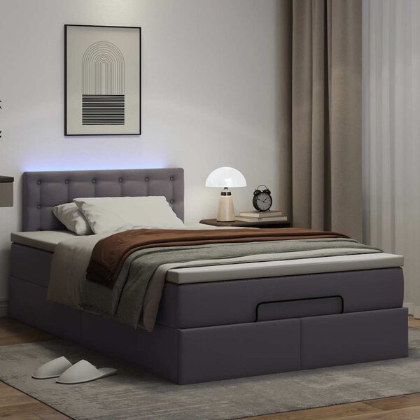 Osmanská postel s matracemi & LED šedá 120x190cm umělá kůže 3312145