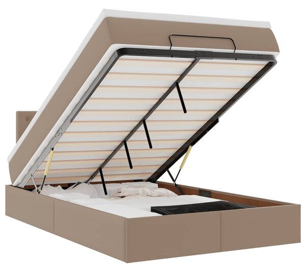 Osmanský postel s matracemi&LED cappuccino 120x190cm umělá kůže 3312146