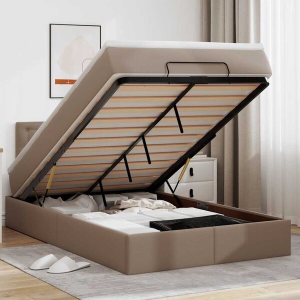 Osmanský postel s matracemi&LED cappuccino 120x190cm umělá kůže 3312146