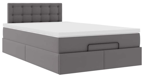 Osmanská postel s matracemi & LED šedá 120x190cm umělá kůže 3312145