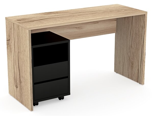 Moderní Psací stůl s úložným prostorem Agapi - Dub grand přírodní / onyx černý