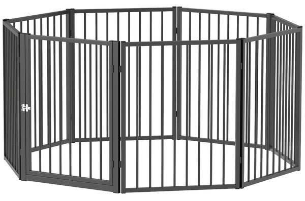PawHut Psí Park Ohrady pro psy 8 panelů 60x76 cm pro malé a střední plemena, ocelový korál pro interiér i exteriér, černý | Aosom