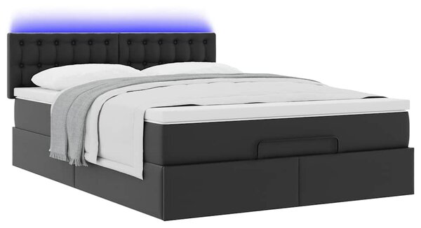 Osmanský postel s matracemi&LED černá 140x200cm umělá kůže 3312157