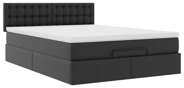Osmanský postel s matracemi&LED černá 140x200cm umělá kůže 3312157