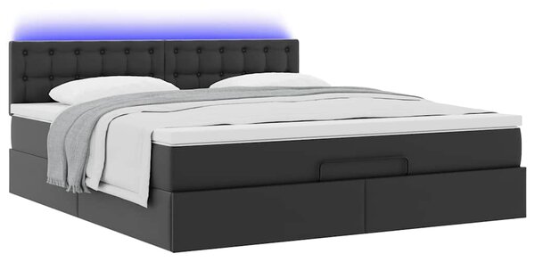 Osmanský postel s matracemi&LED černá 160x200cm umělá kůže 3312162