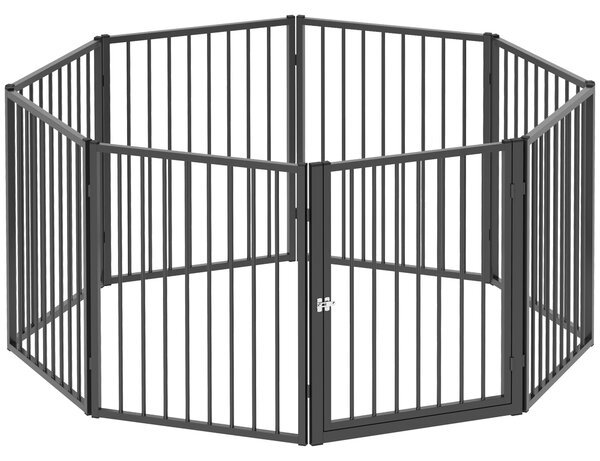 PawHut Psí Park Ohrady pro psy 8 panelů 60x76 cm pro malé a střední plemena, ocelový korál pro interiér i exteriér, černý | Aosom