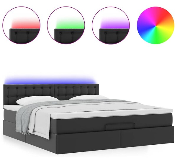 Osmanský postel s matracemi&LED černá 160x200cm umělá kůže 3312162