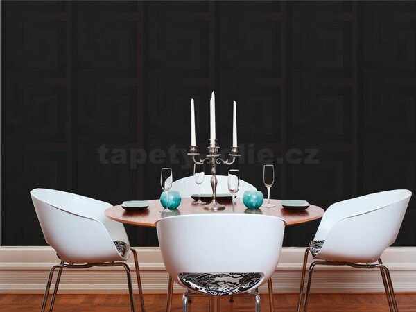 Vliesové tapety na zeď Versace III 93523-4, rozměr 10,05 m x 0,70 m, řecký klíč černý, A.S. Création