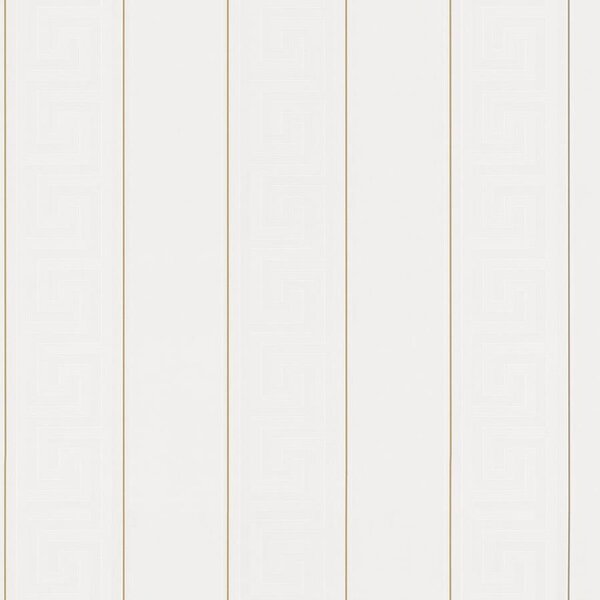 Vliesové tapety na zeď Versace III 93524-1, rozměr 10,05 m x 0,70 m, řecký klíč bílý se zlatými proužky, A.S. Création