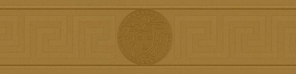 Vliesové bordury na zeď Versace III 93522-2, rozměr 5 m x 13 cm, hlava medúzy zlatá s řeckým klíčem, A.S. Création