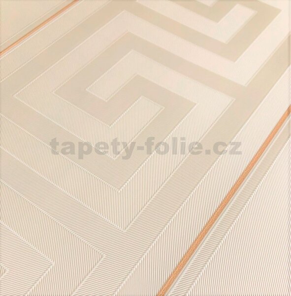 Vliesové tapety na zeď Versace III 93524-1, rozměr 10,05 m x 0,70 m, řecký klíč bílý se zlatými proužky, A.S. Création