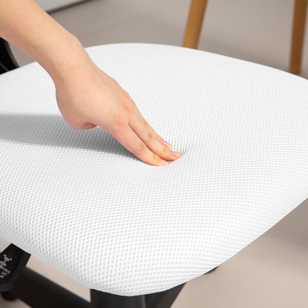 HOMCOM Ergonomická kancelářská židle bez opěrek s síťovinou, otáčecí, nastavitelná výška, nosnost 120 kg, bílá | Aosom