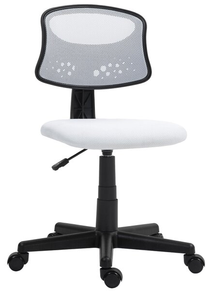 HOMCOM Ergonomická kancelářská židle bez opěrek s síťovinou, otáčecí, nastavitelná výška, nosnost 120 kg, bílá | Aosom