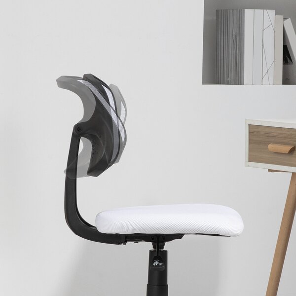 HOMCOM Ergonomická kancelářská židle bez opěrek s síťovinou, otáčecí, nastavitelná výška, nosnost 120 kg, bílá | Aosom