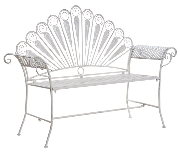 Zahradní lavice PAVIA 146 cm Kov Krémově bílá