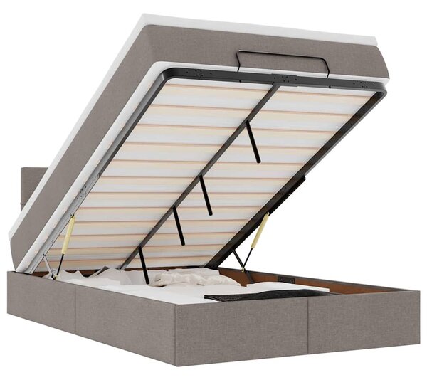 Osmanská postel s matrací & LED taupe 120x190cm látka 3312295