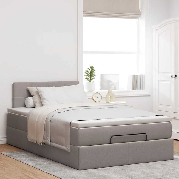 Osmanská postel s matrací & LED taupe 120x190cm látka 3312295