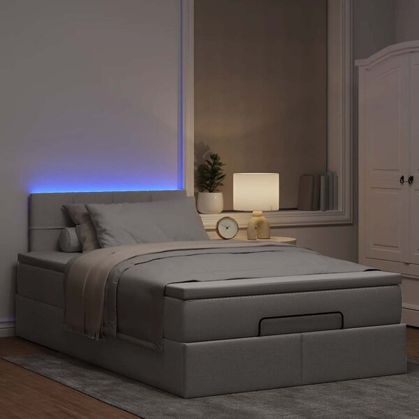 Osmanská postel s matrací & LED taupe 120x190cm látka 3312295