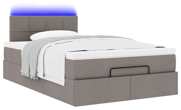 Osmanská postel s matrací & LED taupe 120x190cm látka 3312295