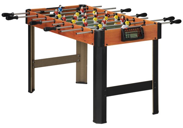 HOMCOM Dětský Stůl na Stolní Fotbal od 7 Let Dřevěný Stůl na Stolní Fotbal 118x104x69 cm se 2 Míčky, 8 Rukojetěmi, 2 Skóre a 22 Hráči pro Rodinné Osla
