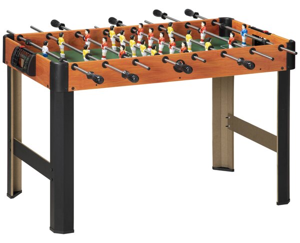 HOMCOM Dětský Stůl na Stolní Fotbal od 7 Let Dřevěný Stůl na Stolní Fotbal 118x104x69 cm se 2 Míčky, 8 Rukojetěmi, 2 Skóre a 22 Hráči pro Rodinné Osla