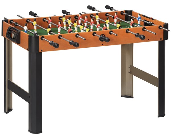 HOMCOM Dětský Stůl na Stolní Fotbal od 7 Let Dřevěný Stůl na Stolní Fotbal 118x104x69 cm se 2 Míčky, 8 Rukojetěmi, 2 Skóre a 22 Hráči pro Rodinné Osla