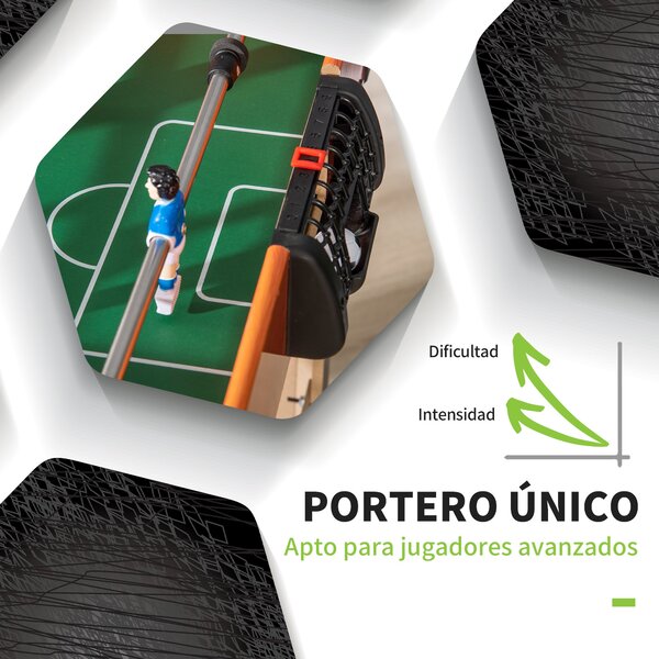 HOMCOM Dětský Stůl na Stolní Fotbal od 7 Let Dřevěný Stůl na Stolní Fotbal 118x104x69 cm se 2 Míčky, 8 Rukojetěmi, 2 Skóre a 22 Hráči pro Rodinné Osla