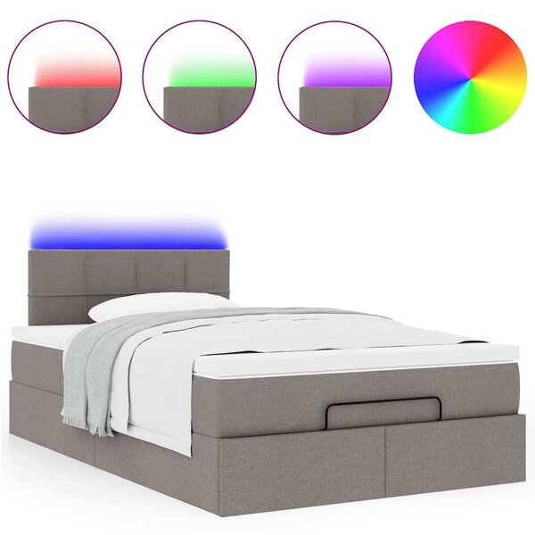 Osmanská postel s matrací & LED taupe 120x190cm látka 3312295
