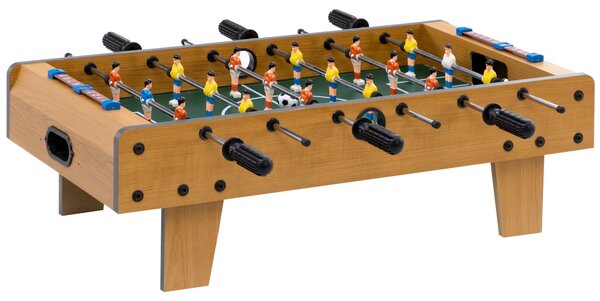 HOMCOM Stolní fotbálek pro děti od 6 let, dřevěná fotbalová hra se 2 míči, 6 úchyty, 2 ukazateli skóre a 18 hráči, 69x36,5x22 cm, přirozené | Aosom