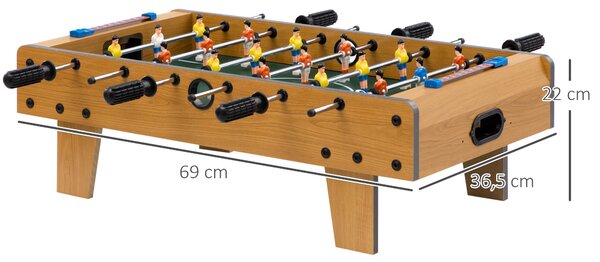 HOMCOM Stolní fotbálek pro děti od 6 let, dřevěná fotbalová hra se 2 míči, 6 úchyty, 2 ukazateli skóre a 18 hráči, 69x36,5x22 cm, přirozené | Aosom