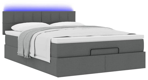Osmanská postel s matrací & LED diody Tmavě šedá 140x190 cm 3312306
