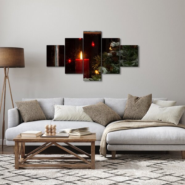 Obraz - Zářící vánoční svíčka (125x70 cm)