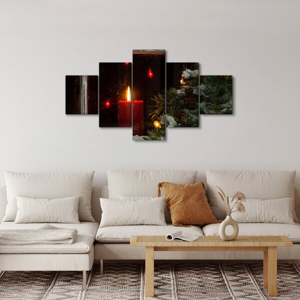 Obraz - Zářící vánoční svíčka (125x70 cm)